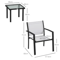 Outsunny Outsunnt Set de masa si scaune pentru gradina din 3 piese, Set bi(m-3)