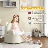 AIYAPLAY Fotel dla dzieci, w kształcie misia, z miękkim polaru misiowego, do 3 lat, 52x48x59 cm, Beżowy(m-6)