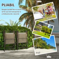 Outsunny Set de 2 scaune pliabile, pentru gradina cu cotiera, Maro(m-4)
