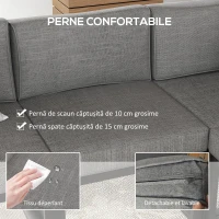Outsunny Set de Mobilier de Gradina din 6 Piese cu Pernute de Grosime 10 cm, Set de Canapea cu Cadru din Aluminiu(m-5)