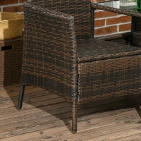 Outsunny Set de 2 Scaune din Ratan cu Măsuță de Ceai, Canapea pentru 2 Persoane pentru Exterior cu Perne, 38x60x87 cm, Maro(m-8)