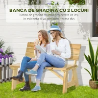 Outsunny Banca pentru Exterior din Lemn, Banca 2 Locuri(m-4)