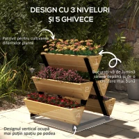 Outsunny Jardinieră de Exterior cu 5 Structuri din Lemn, Jardinieră de Grădină cu Orificii de Drenaj, 75x78x77 cm, Lemn Natural(m-4)
