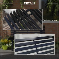 Outsunny Bancă pentru Grădină, Bancă de Exterior pentru Terasă cu Șezut și Spătar cu Lamele, 123x67x79 cm, Negru(m-6)