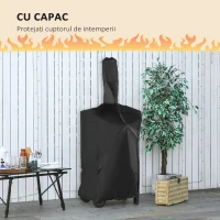 Outsunny Cuptor Portabil cu Cărbune pentru Pizza și Barbecue, Cuptor cu Lemne, Coș de Fum și Raft Inferior, 63x54x161 cm, Negru(m-7)