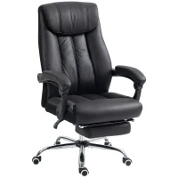 HOMCOM Scaun de Birou Rabatabil cu Suport pentru Picioare și Înălțime Reglabilă, 66x70x111-119 cm, Negru(m-10)