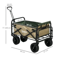 Outsunny Carucior de Exterior Pliabil, Capacitate de 100KG, Kaki(m-3)