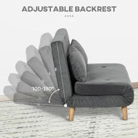 HOMCOM Sofa do relaksu, w tym 2 poduszki, wygląd weluru, 130 x 78 x 79 cm, Szary(m-5)