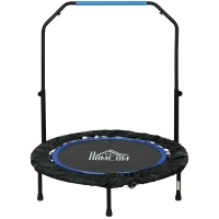 HOMCOM Fitness Trampoline, Opvouwbaar, Verstelbare Handgreep, Ø102x123H cm, tot 100 kg, Zwart/Blauw