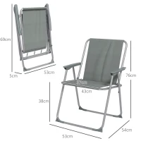 Outsunny Set de 2 scaune pliabile pentru terasa, camping, Gri(m-3)