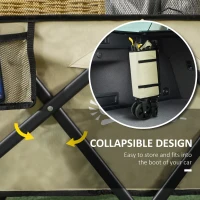 Outsunny Folding Garden Trolley, 180L Wagon Cart with Extendable Side Walls, for Beach, Camping, Festival, Khaki(m-5)