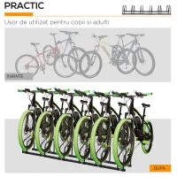 HOMCOM Suport de parcare pentru 6 biciclete din otel, 179x33x27 cm, negru(m-7)