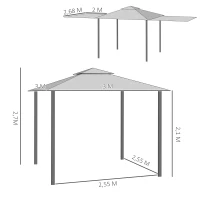 Outsunny Tonnelle pavillon de jardin 3x3m auvent pliable double toit pour ventilation auvents réglables structure en métal tissu polyester 3L x 3l x 2,7H m gris(m-3)