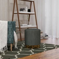 HOMCOM Soft Padded Corduroy Footstool - Dark Green(m-9)