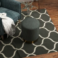 HOMCOM Soft Padded Corduroy Footstool - Dark Green(m-6)