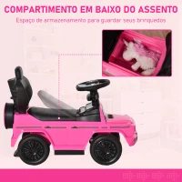 HOMCOM Carro Andador para Crianças Mercedes G350 com Buzina Capô Removível Encosto e Suporte de Proteção 85,5x40,5x95 cm Rosa(m-6)