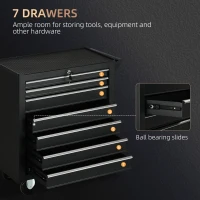 DURHAND 7-Drawer Rolling Tool Chest on Wheels, Lockable Tool Cabinet with Side Handle, Metal Tool Box Trolley for Garage, Workshop, Matte Black(m-4)