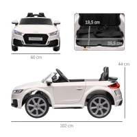 HOMCOM Kinder-Elektroauto Audi TT RS Roadster, 3 km/u, Afstandsbediening, LED, USB, Wit(m-3)