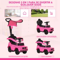 HOMCOM Carro Andador para Crianças Mercedes G350 com Buzina Capô Removível Encosto e Suporte de Proteção 85,5x40,5x95 cm Rosa(m-4)