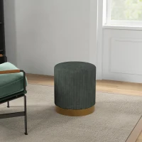 HOMCOM Soft Padded Corduroy Footstool - Dark Green(m-7)