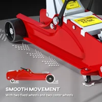 HOMCOM Cric Hidraulic cu Profil Jos, Cric Auto din Oțel Ranforsat cu Capacitate de 2,5 Tone, 56x20x8-38 cm, Roșu(m-6)