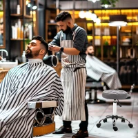 HOMCOM Hoker Salonowy, Regulowany, 360° Obrotowy, Skóra Ekologiczna, Ø35,5 x 48-63H cm, Szary(m-8)