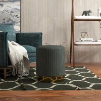 HOMCOM Soft Padded Corduroy Footstool - Dark Green(m-10)