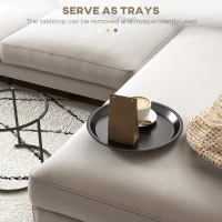 HOMCOM Set 2 Măsuțe de Cafea Suprapozabile, Măsuțe Joase Rotunde cu Tavă Detașabilă din Oțel, Ø 43x38 cm,  Negru(m-5)