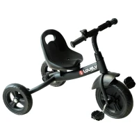 HOMCOM Triciclo para Crianças acima de 18 Meses Triciclo Infantil com Protetor de Segurança para as Rodas e Campainha 79x50,5x58 cm Preto(m-11)