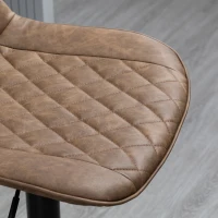 HOMCOM Set de 2 Scaune Înalte de Bar cu Înălțime Reglabilă, Rotative cu Bază din Oțel, 46,5x51x86-106 cm, Maro Închis(m-9)