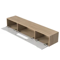 High Gloss Modern TV Stand with LED Lights, Versatile Mounting Options, 180x35x30 cm, White(m-9)