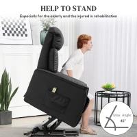 HOMCOM Fotoliu Electric Rabatabil până la 145° din Piele Ecologică cu Telecomandă, 80x94x104 cm, Negru(m-5)