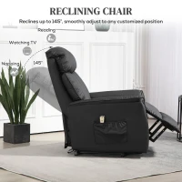 HOMCOM Fotoliu Electric Rabatabil până la 145° din Piele Ecologică cu Telecomandă, 80x94x104 cm, Negru(m-6)