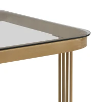 High-Gloss Marble and Glass Nesting Coffee Table with Storage, Handles, Tabletops with Gold Decoration, 60x60x45 cm/50x50x34 cm, White(m-9)