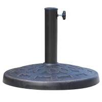 Outsunny Base para Chapéu de Sol Redonda Suporte para Chapéu de Sol de Resina para Mastros de 38mm e 48mm para Jardim Terraço Exterior Ø44x34cm Preto e Bronze(m-10)