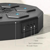 SPORTNOW Trener bokserski z funkcją muzyki, Bluetooth, migające punkty, montaż na ścianie, skóra ekologiczna, Czarny(m-6)