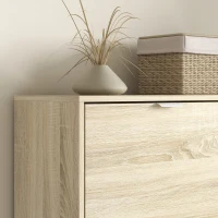 HOMCOM Etajeră pentru Pantofi cu Oglindă, 4 Sertare Rabatabile și 2 Dulapuri, 82x30x168 cm, Culoare Stejar(m-9)