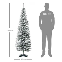 HOMCOM Kunstmatige Kerstboom, 210 cm, Besneeuwde PVC-Takken, Opvouwbaar, Metalen Standaard, Groen/Wit(m-3)