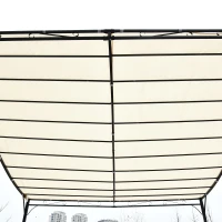 Outsunny Pérgola de Jardim 3x3m Pérgola Montada na Parede com Toldo e 16 Orifícios de Drenagem Metal e Poliéster Creme(m-8)