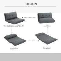 HOMCOM Diepe Relaxstoel, 13 Standen, Linnenlook, Metalen Structuur, 100 x 71 x 54 cm, Grijs(m-4)