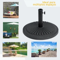 Outsunny Base para Chapéu de Sol Suporte para Chapéu de Sol para Mastros de 35mm/38mm/48mm para Terraço Jardim Exterior Ø49x32 cm Preto(m-7)