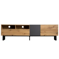 Wood TV Stand with Storage Compartments, and Grain Finish, 180x50x38 cm, Natural(m-2)