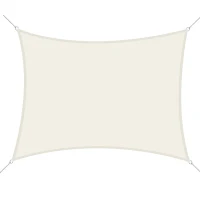 Outsunny Vela de Sombra Retangular 4x6 m Toldo Vela de Poliéster com Proteção UV Aneis em Forma de D e Cordas para Jardim Pátio Piscina Creme(m-10)