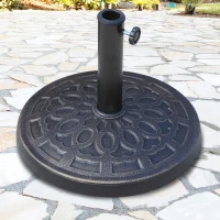 Outsunny Base para Chapéu de Sol Redonda Suporte para Chapéu de Sol de Resina para Mastros de 38mm e 48mm para Jardim Terraço Exterior Ø44x34cm Preto e Bronze(m-2)