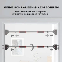 SPORTNOW Drążek do Podciągania na Futrynę, Regulowany, bez Wiercenia, Stal, do 200 kg, 75-92 x 10 x 7 cm, Czarny/Czerwony(m-4)