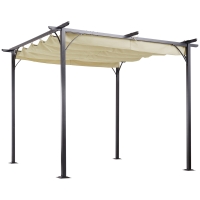 Outsunny Pérgola para Jardim 3x3m com Telhado Retrátil Tecido de Poliéster Resistente à Água e UV