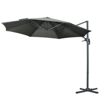 Outsunny Chapéu de Sol de Jardim Excêntrico com Rotação 360° Inclinação Manivela e Base Cruzada Ø293x248 cm Cinza Escuro(m-11)