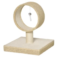 PawHut Árvore para Gatos Pequenos Torre de Arranhar de Gato com Túnel Superior Poste Arranhador de Juta Natural e Brinquedo Suspenso 61x41x50cm Bege(m-10)