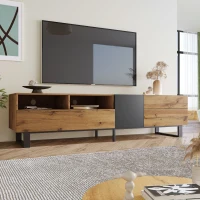 Wood TV Stand with Storage Compartments, and Grain Finish, 180x50x38 cm, Natural(m-5)