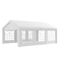 Outsunny Tenda para Festas 6x4x2,8m Tenda de Jardim com 4 Paredes Laterais Aço e Poliéster Branco(m-12)